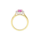 18ct Gold and Platinum1.73 Oval Pink Sapphire and Diamond Cluster Ring