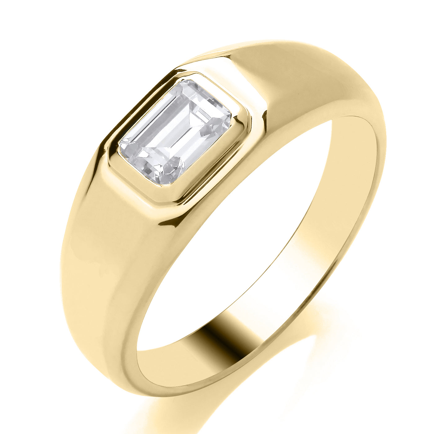 9ct Yellow Gold Laboratory-Grown Diamond 1ct Emerald Cut Bezel Set Ring