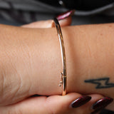 Preowned 9ct Rose Gold 3mm Oval Hinged Bangle