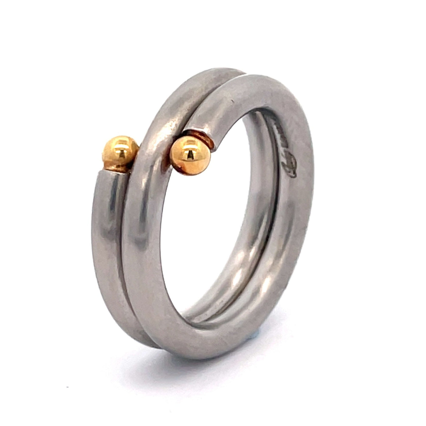 Stainless Steel & 18ct Coil Ring Size N