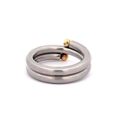 Stainless Steel & 18ct Coil Ring Size N