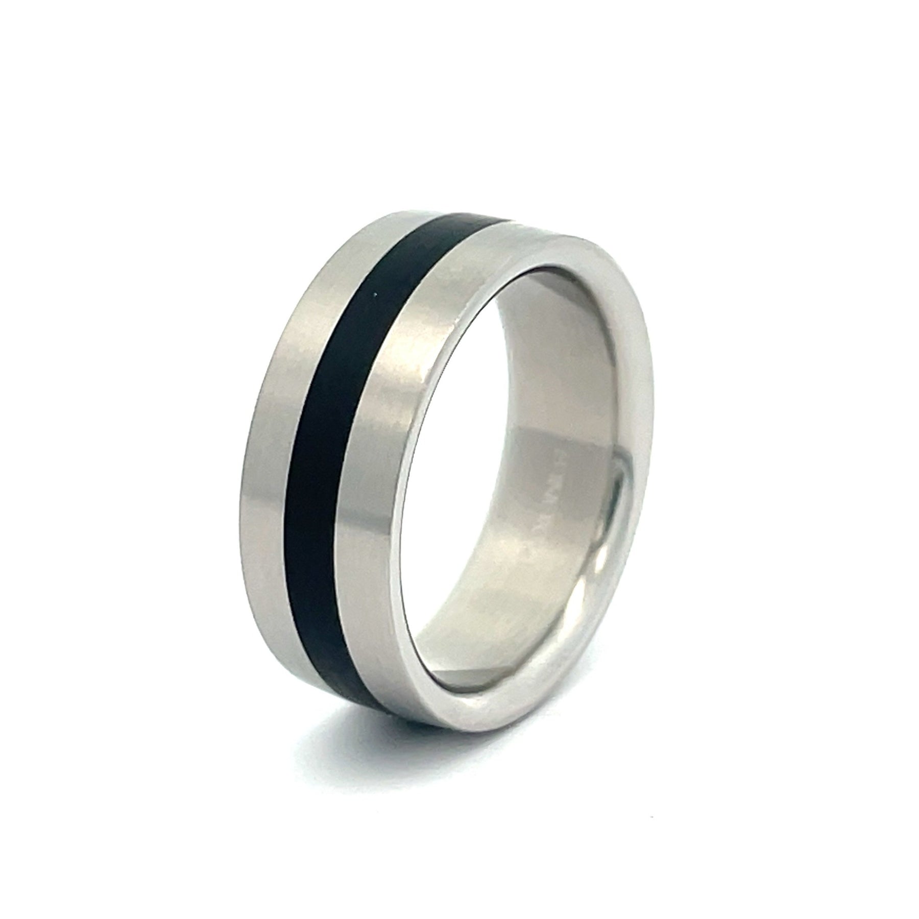 Titanium & Silver Stripe Court Ring - Azendi