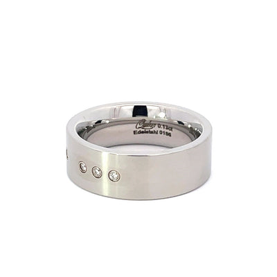 7.5mm Stainless Steel Flush Set Dot Diamond Ring - Size O