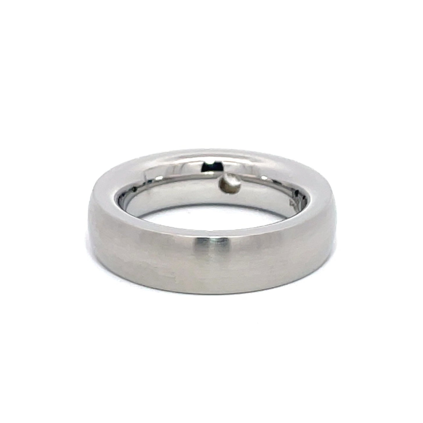 6mm Stainless Steel Flush Set Single Diamond Ring - Size O