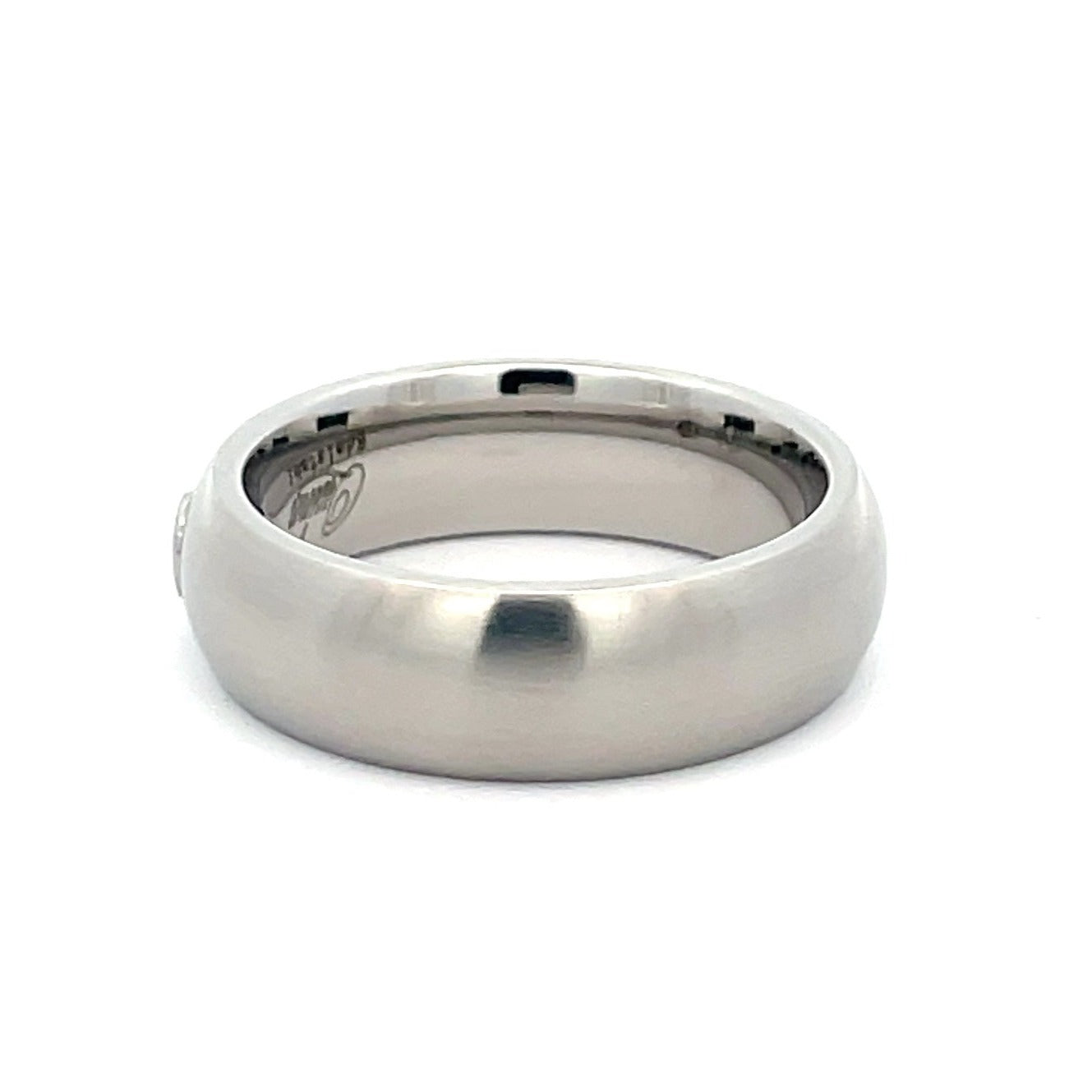 7mm Stainless Steel Single Diamond Ring - Size S 1/2