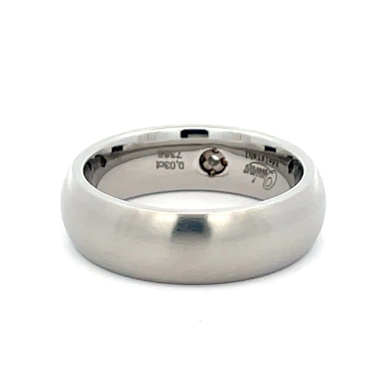 7mm Stainless Steel Single Diamond Ring - Size S 1/2