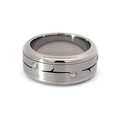 10mm Stainless Steel Spinner Diamond Ring - Size S