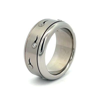 10mm Stainless Steel Spinner Diamond Ring