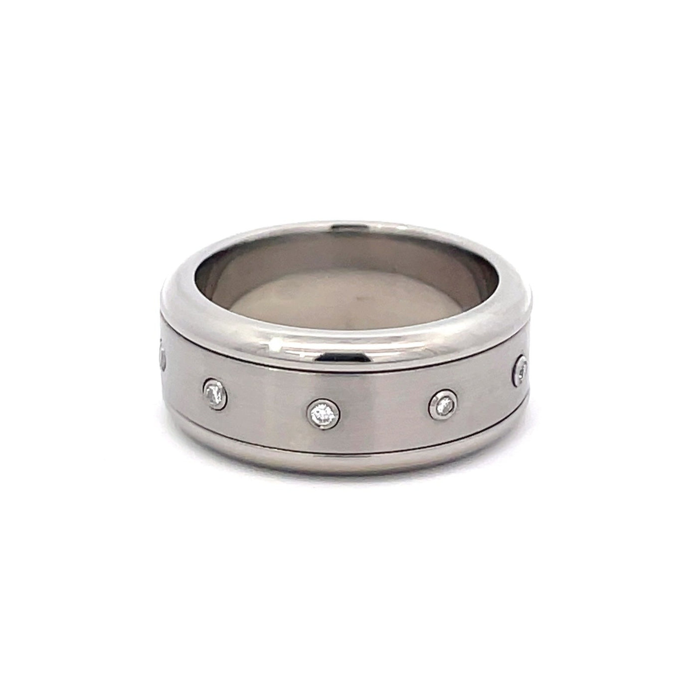 10mm Stainless Steel Spinner Diamond Eternity Ring - Size S 1/2