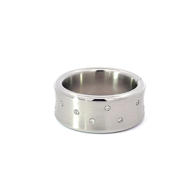 12mm Satin Stainless Steel Diamond Scatter Ring