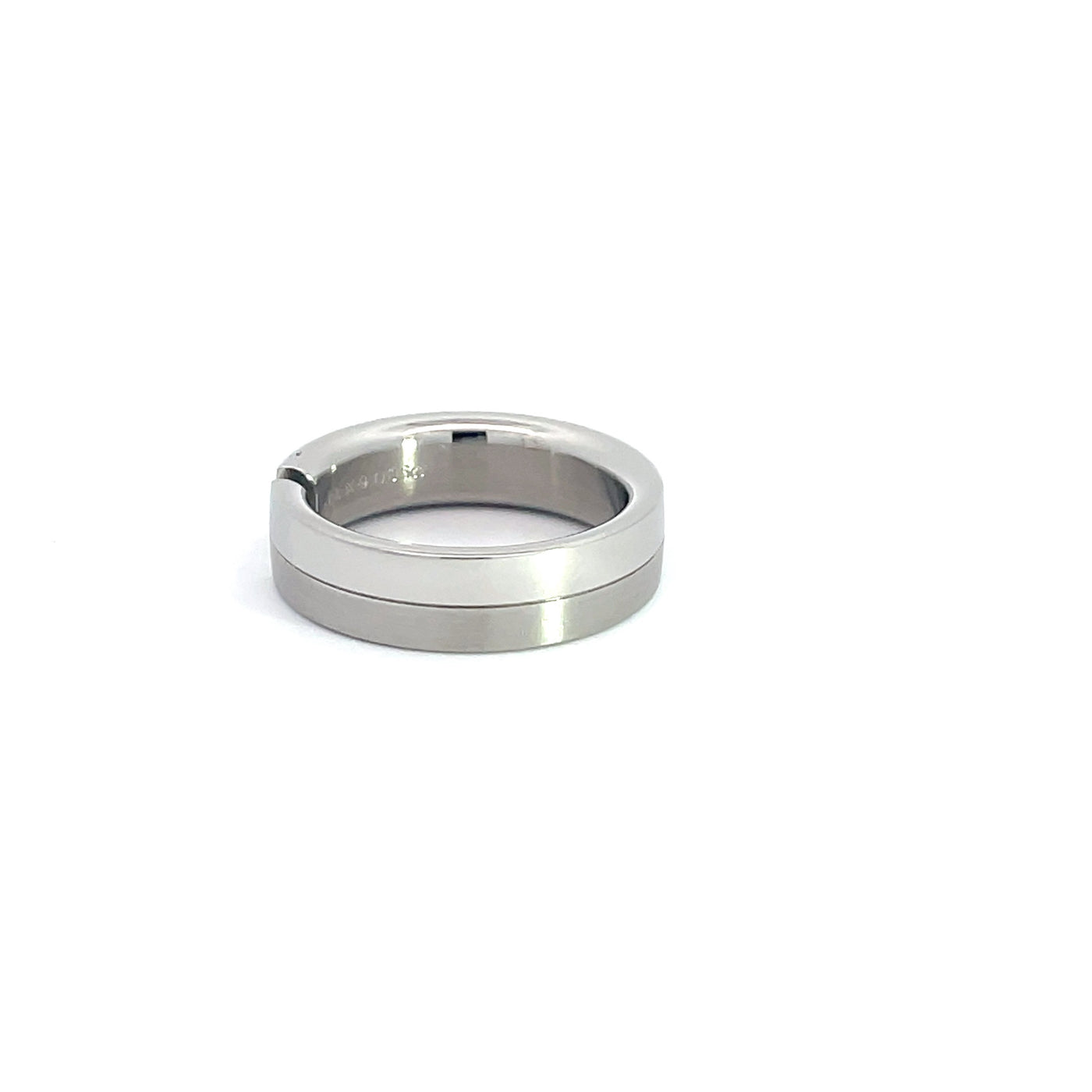 6mm Stainless Steel Satin & Polished Diamond Ring Size O