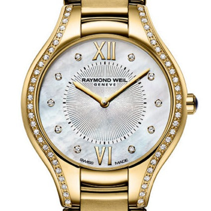 Raymond Weil Noemia Ladies Quartz 62 Diamond Mother-of-Pearl Gold PVD Watch 24mm 5124-PS-00985