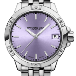 Raymond Weil Tango Classic Ladies Quartz Lavender Dial Steel Date Watch, 30mm 5960-ST-46001