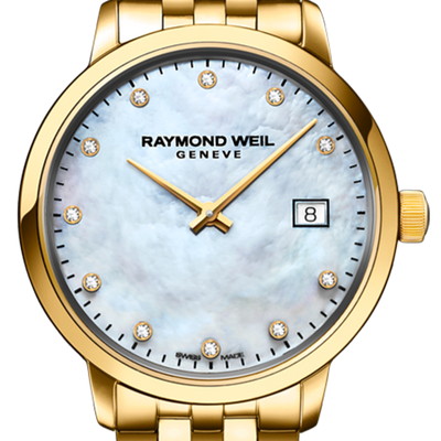 Raymond Weil Toccata Ladies Classic Gold Diamond Steel Watch, 29mm 5985-P-97081