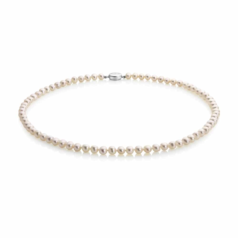 Jersey Pearl 5mm Crown (Excellent) White Freshwater Pearl 18" Necklace 1510249