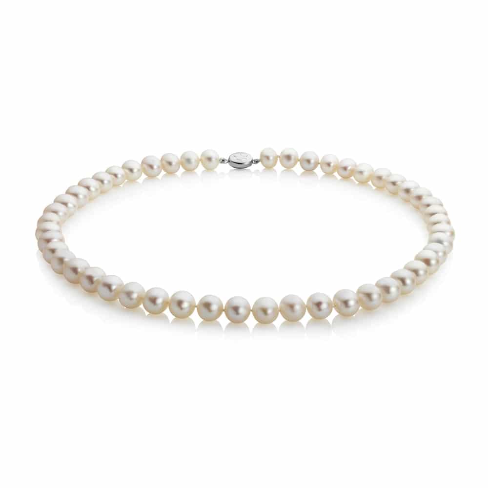 Jersey Pearl 7mm Crown (Excellent) White Freshwater Pearl 18" Necklace 1510201