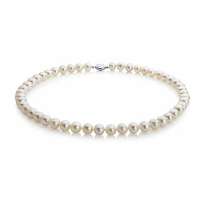 Jersey Pearl 7mm Crown (Excellent) White Freshwater Pearl 18" Necklace 1510201