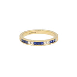 18ct Yellow Gold .28pts Square-cut Sapphire and .17pts Princess-cut Diamond Half Eternity Ring