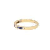 18ct Yellow Gold .28pts Square-cut Sapphire and .17pts Princess-cut Diamond Half Eternity Ring