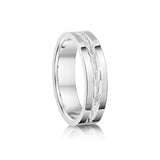 Silver 5mm Flat Court Band with Chevron Pattern