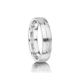 Silver 6mm Flat Court Band with Matte Finish and Grooved Centre Line