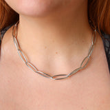 Silver Hollow 18" Loose Oval Belcher Link Chain With Oval Lobster Clasp