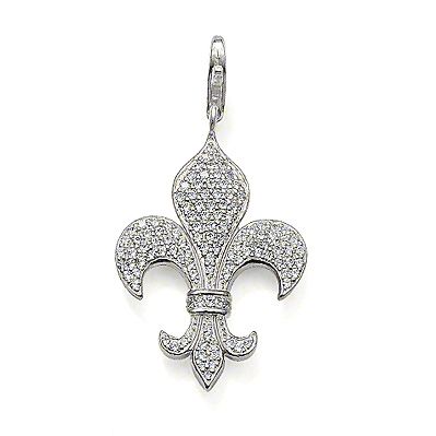 SALE Thomas Sabo Zirconia Fleur-de-Lis Silver Pendant T0043-051-14