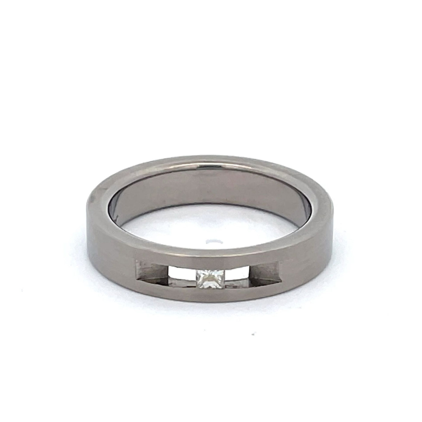 4mm Titanium Tension Set Princess Cut Diamond Ring Size M 1/2