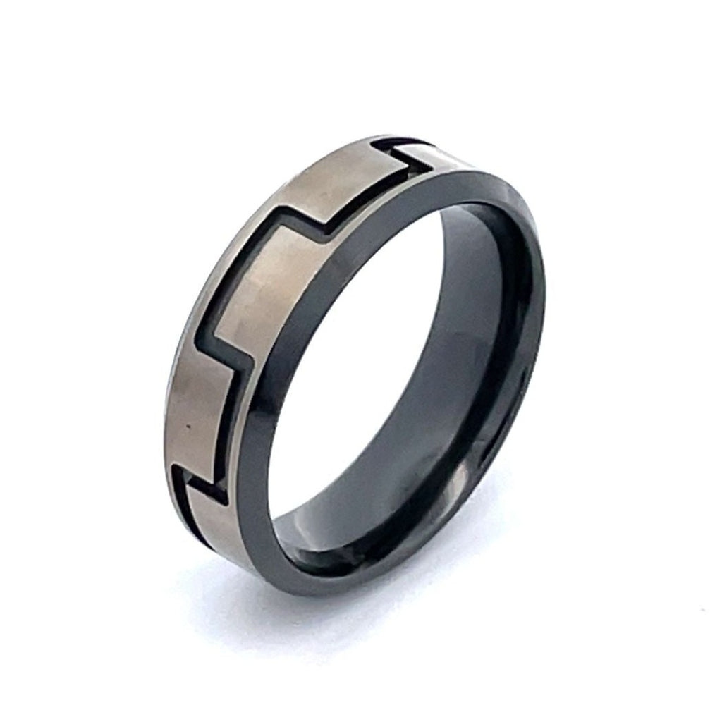 Mens titanium ring hot sale with black diamonds