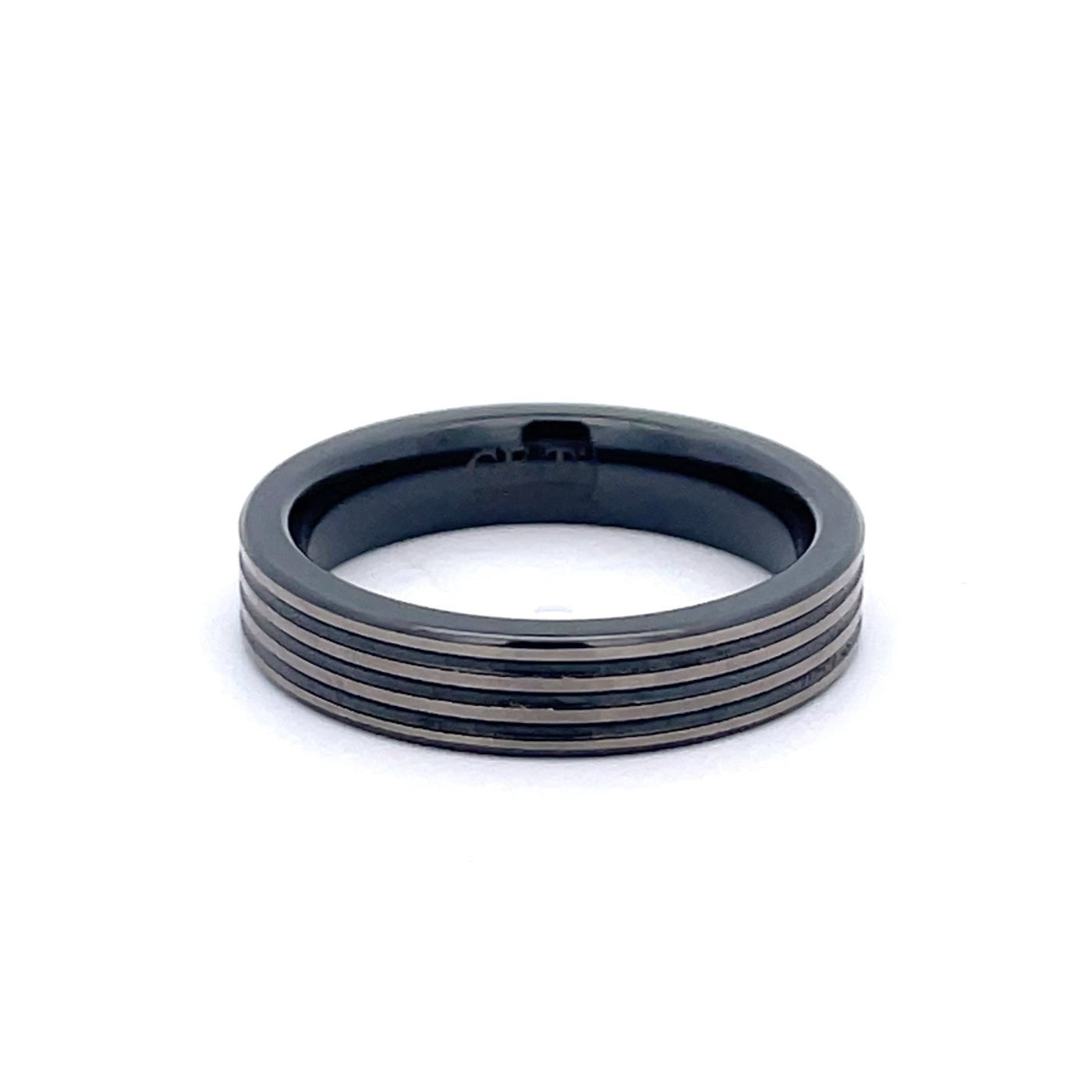 5mm Titanium & Black Zirconium GETi Ring Size T 1/2