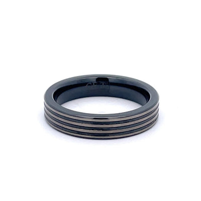 5mm Titanium & Black Zirconium GETi Ring Size T 1/2