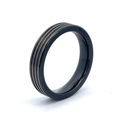 5mm Titanium & Black Zirconium GETi Ring Size T 1/2