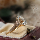 9ct Yellow Gold, Elongated Cushion Cut Laboratory-Grown Diamond Ring With Engraved Shoulders