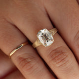 9ct Yellow Gold, Elongated Cushion Cut Laboratory-Grown Diamond Ring With Engraved Shoulders