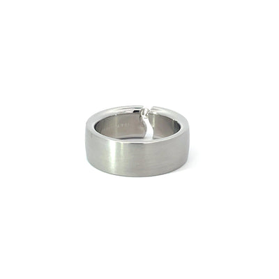 8mm Stainless Steel Tension Set Diamond Ring - Size P