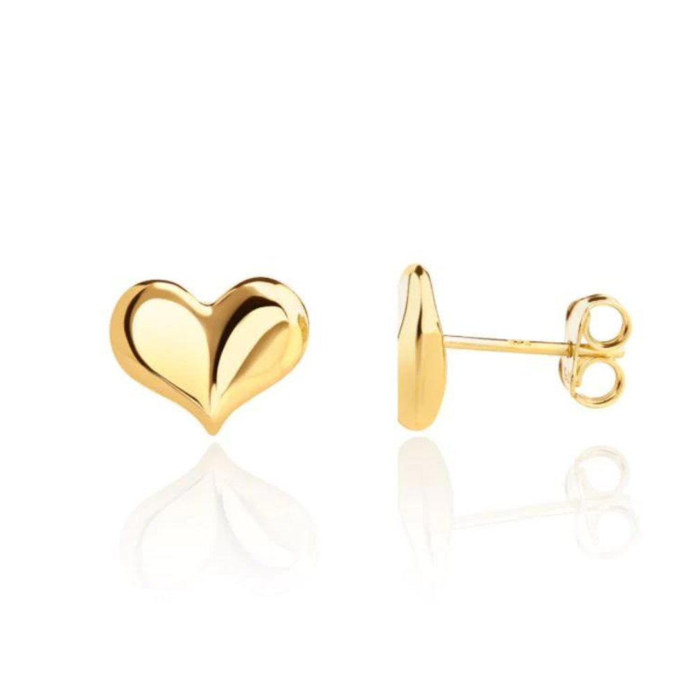 9ct Gold Curve Heart Stud Earrings