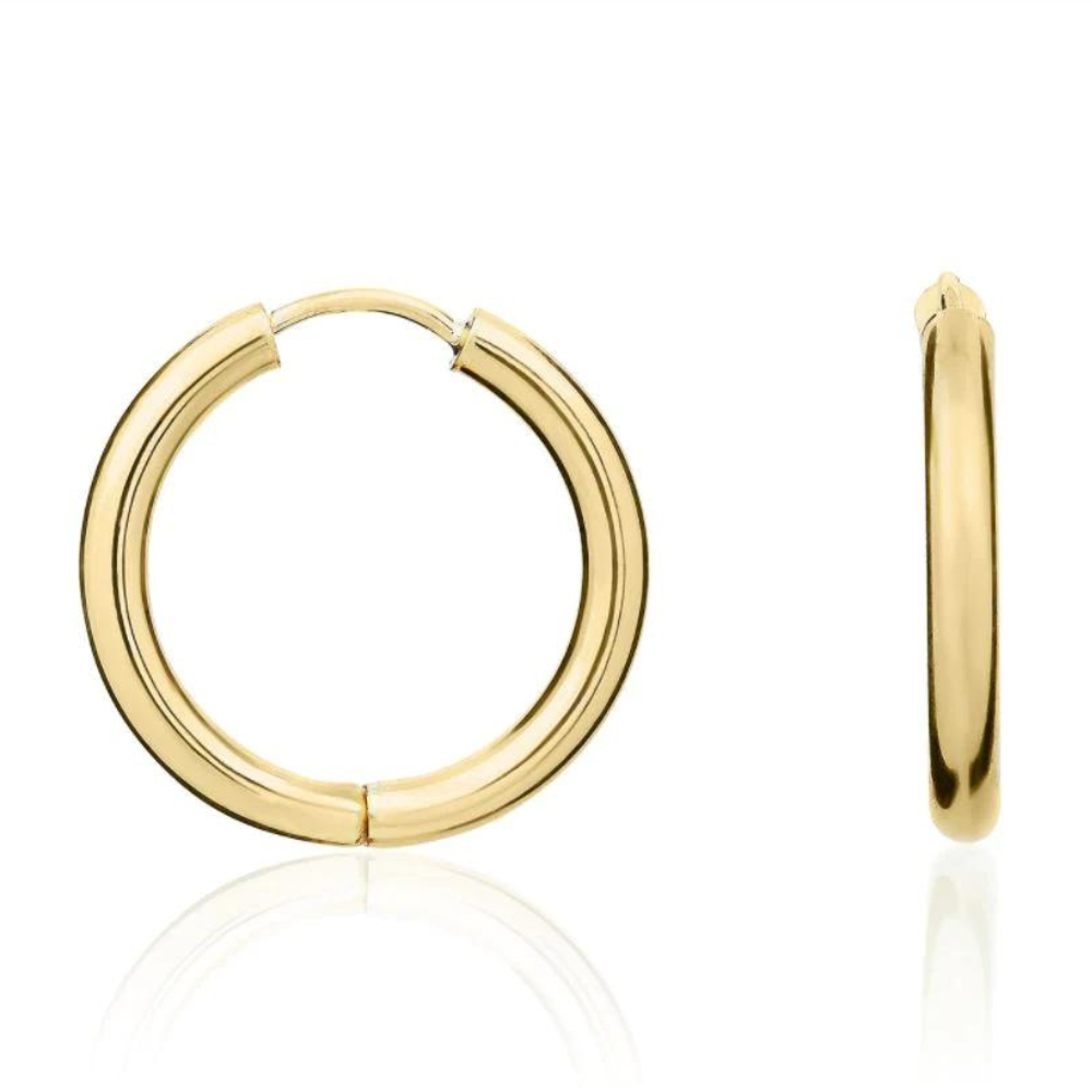 9ct Yellow Gold Polished Round Huggy Hoop Earrings 20mm