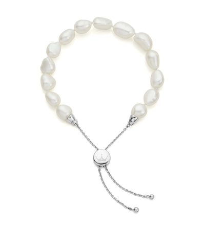 Jersey Pearl Zara White Baroque Pearl Bracelet, Silver 1931433
