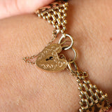 Preowned 9ct Gold, Fancy Link Gate Bracelet with Filligree Pattern Heart Clasp