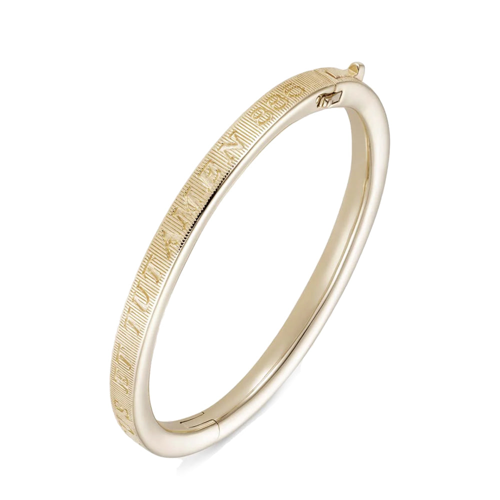 886 The Royal Mint - Tutamen Hinged Bangle 9ct Yellow Gold - Large