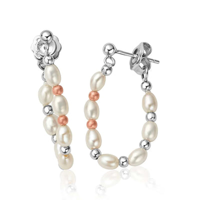 Clogau Welsh Beachcomber Silver and Pearl Drop Earrings 3SBCH0630