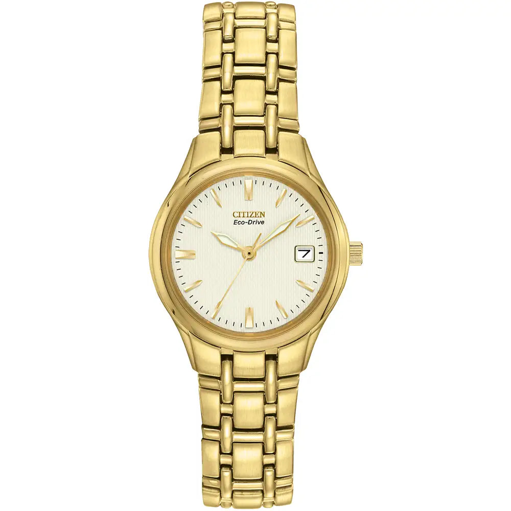 Citizen Eco Drive Ladies' Bracelet Watch - Yellow Gold Tone EW1262-55P