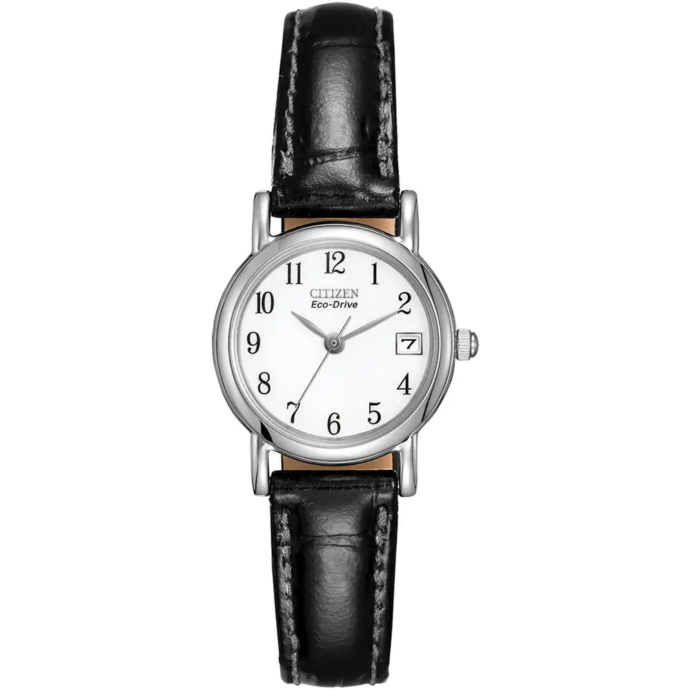 Ladies Citizen Eco-Drive Stainless Steel Leather Strap Watch, EW1270-06A