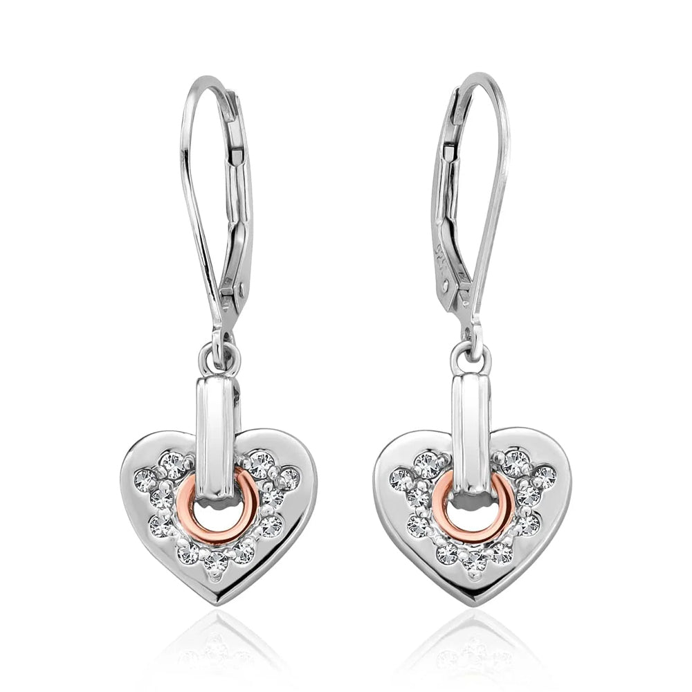 Clogau Cariad Sparkle Silver Heart Drop Earrings 3SCCE01