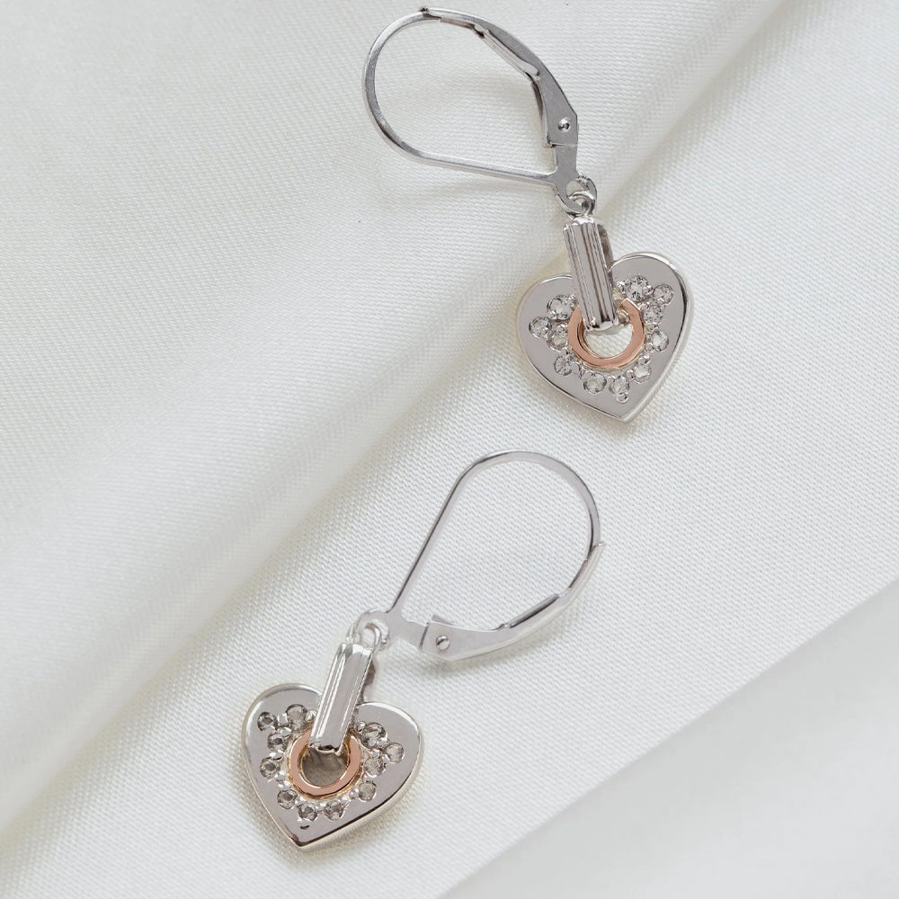 Clogau Cariad Sparkle Silver Heart Drop Earrings 3SCCE01