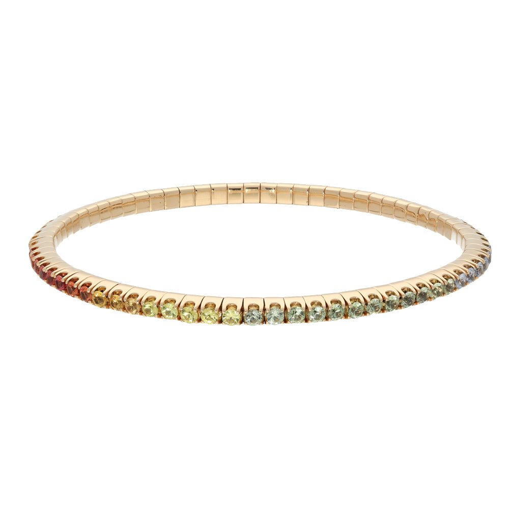 18ct Rose Gold Rainbow Sapphire Flexible Tennis Line Bracelet