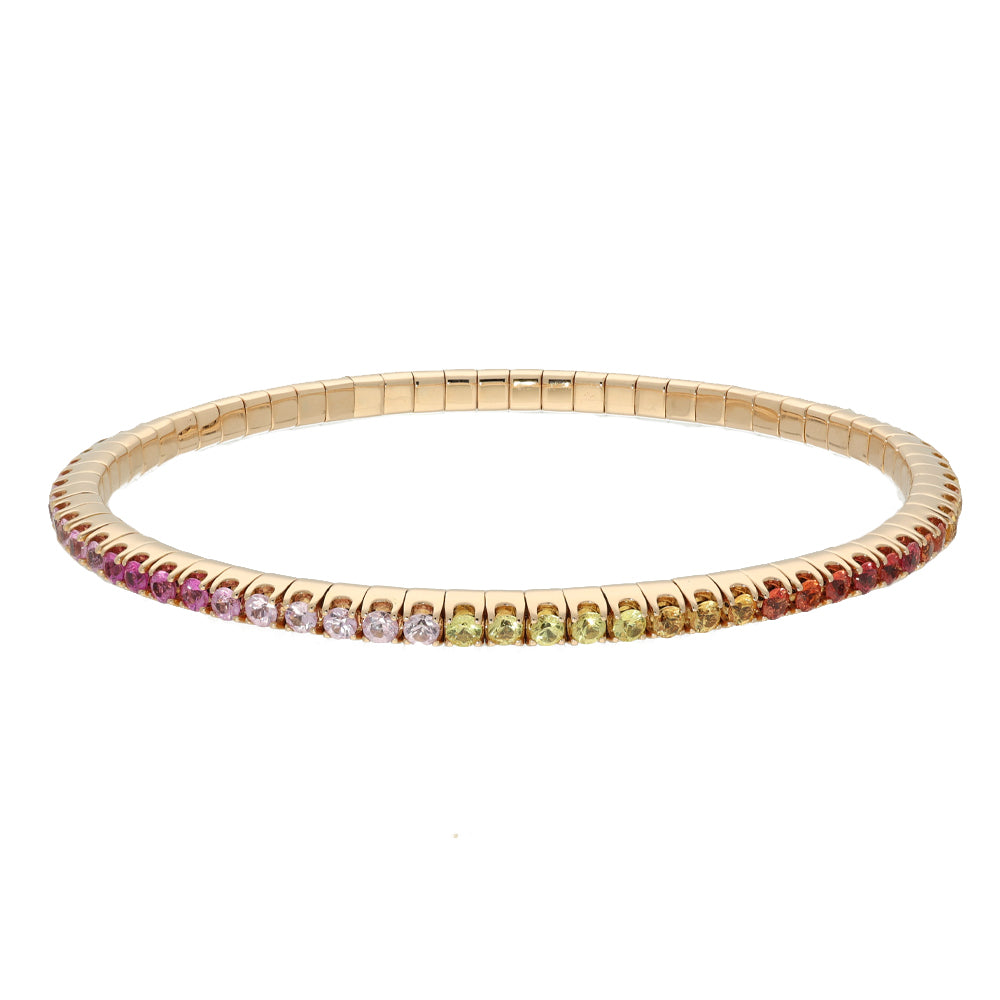 18ct Rose Gold Rainbow Sapphire Flexible Tennis Line Bracelet