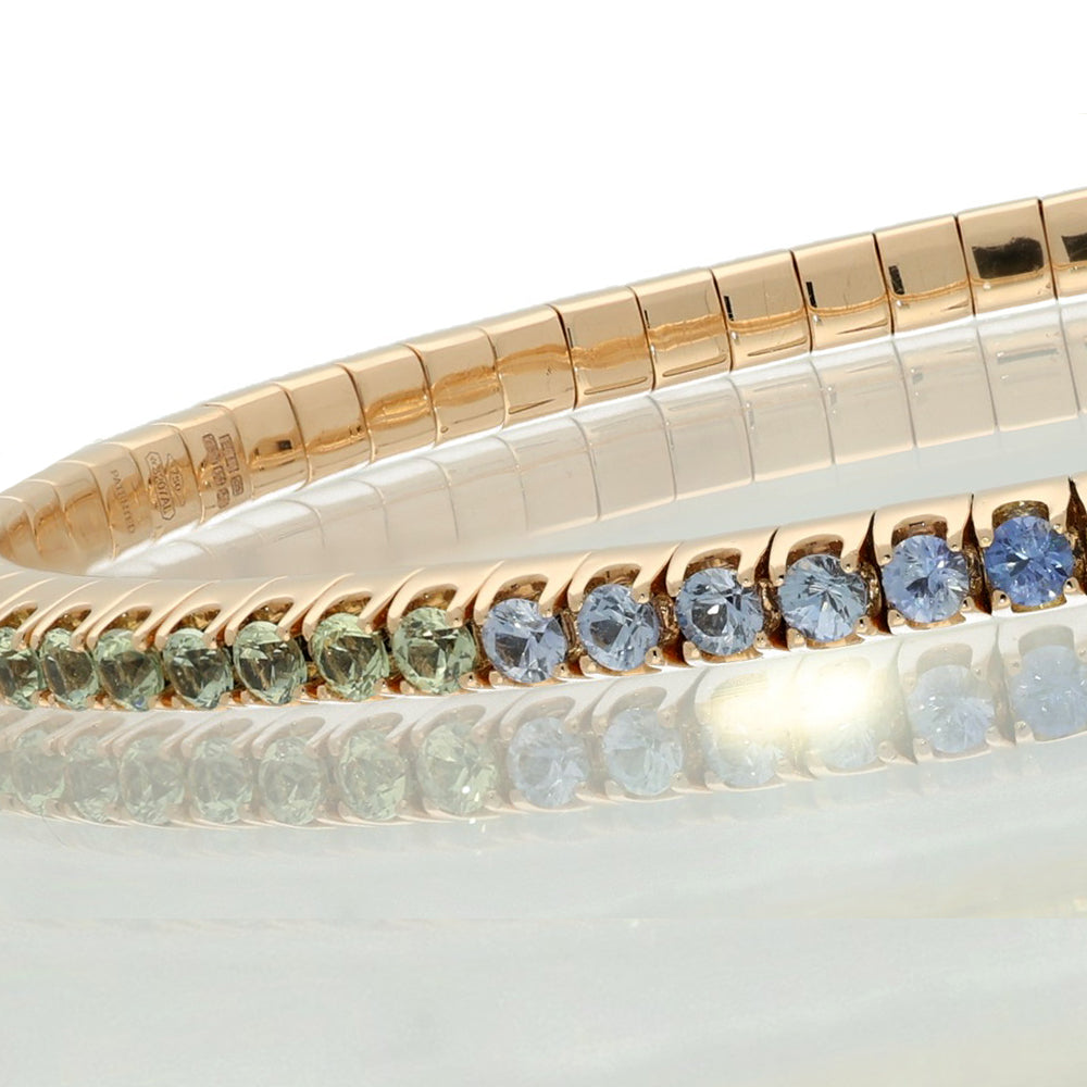 18ct Rose Gold Rainbow Sapphire Flexible Tennis Line Bracelet