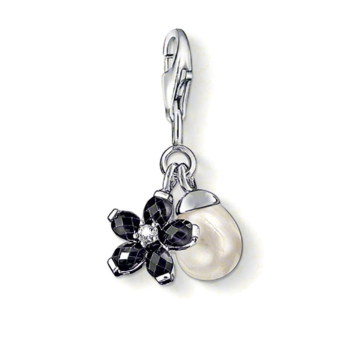 Thomas Sabo Black Flower with Pearl Silver Charm 0797-167-11
