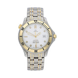 Pre-owned Omega Seamaster Two Tone 1681503 White Dial Box & Service Papers